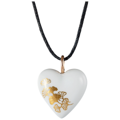 Pendant Heart medium, rose gold, Ginkgo, gold, 2,2 x 1,8 cm