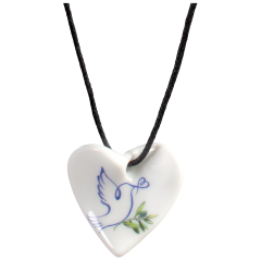 Pendant Swinging Heart, Dove with olive branch , facing to the right, 2,5 x 2,5 cm