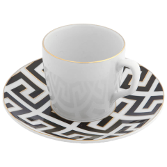 Espresso cup & saucer, Shape "MEISSEN® Cosmopolitan", Royal Palace, black with golden contour, white rim, V 0,05 l