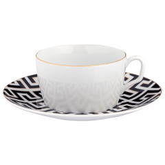 Cappuccino cup & saucer, Shape "MEISSEN® Cosmopolitan", Royal Palace, black with golden contour, white rim, V 0,3 l