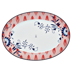 Platter, oval, Shape "No 41", "MEISSEN Collage", "Bloomy Feathers", L 36 cm