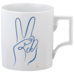 Mug, Shape "Berlin", "Peace Collection", Peace Hand, blue, V 0,25 l