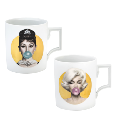 Mug set, 2-pcs, Shape "Berlin", "Legends blowing Bubbles - Collection" by Michael Moebius, Marilyn