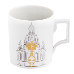 Mug, Shape "Berlin", Frauenkirche, silver-grey with golden cross, Frauenkirche Foundation, V 0,25 l