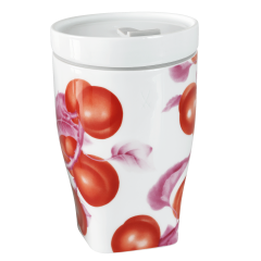 Coffee to go mug with porcelain lid, small, Shape "nova", Apricot, V 0,35 l