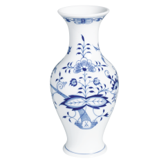 Vase, Shape "New Cutout", Blue Onion, white rim, H 24 cm