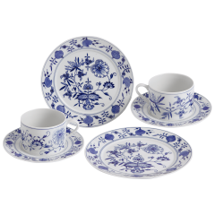 Place setting set, 6-pcs, Blue Onion, white rim