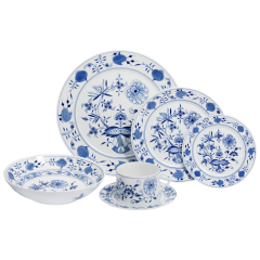 Starter set, 6-pcs for 1 person, Shape "No 41", Blue Onion, white rim