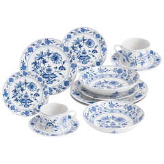 Starter set, 12-pcs for 2 persons, Shape "No 41", Blue Onion, white rim