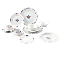 Starter set, 14-pcs for 2 persons, Shape "No 41", Noble Blue, rim of onion elements, double leaf