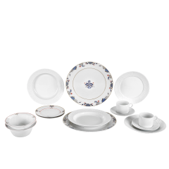 Starter set, 14-pcs for 2 persons, Shape "No 41", Noble Blue, rim of onion elements, double leaf