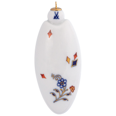 Ellipse, Noble Blue, forget-me-not, cobalt blue, red, gold, H 9,5 cm