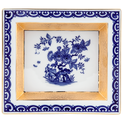 Vide-poche with "Blue oriental flower painting", 21 x 18,5 cm