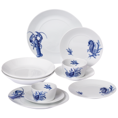Starter set, 10-pcs for 2 persons, Shape "MEISSEN® Cosmopolitan", Blue Treasures & white