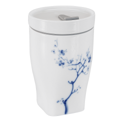 Coffee to go mug with porcelain lid, small, Shape "nova", "Blue Orchid", cobalt blue, V 0,35 l