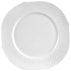 Charger Plate, Shape "Waves Relief", bisque white, Ø 33 cm