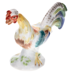 Bird Rooster, Coloured, without gold, H 6 cm