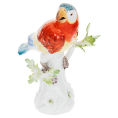 Bird Parrot, Coloured, without gold, H 16 cm