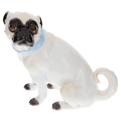 Dog Pug, no bells, Coloured, without gold