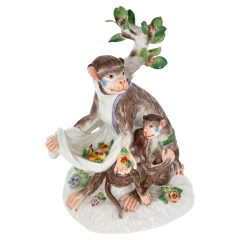 Monkey female with young, Coloured, without gold