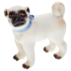 Dog Pug, no bells, standing, Coloured, without gold