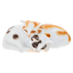 Cat group, Coloured, without gold, H 4,5 cm