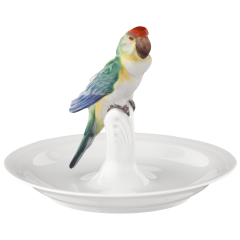 Bird Parakeet on dish, H 11,5 cm