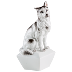 Dog Annual figurine 2018, Coloured, without gold, special sign with the year, H 17,5 cm