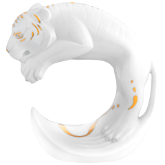 Chinese Zodiac Sign Tiger, handpainted in Gold, H 11,5 cm