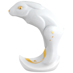 Chinese Zodiac Sign Rabbit, handpainted in Gold, H 12 cm