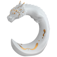 Chinese Zodiac Sign Dragon, handpainted in Gold, H 12,5 cm