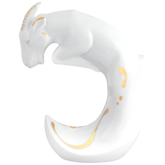 Chinese Zodiac Sign Goat, handpainted in Gold, H 12,5 cm