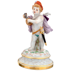 Cupid as minstrel with lute, H 20 cm