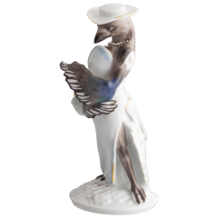 Magpie Mrs. Moderate, Coloured with gold, H 20 cm