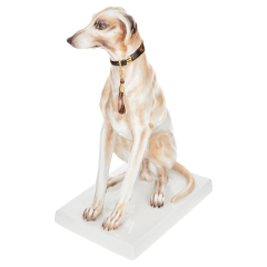 Dog Greyhound Sloughi, Coloured with gold, H 20 cm