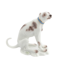 Dog Greyhound, seated, Coloured with gold