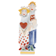Hansel & Gretel fairytale figure, Coloured with gold, H 9 cm
