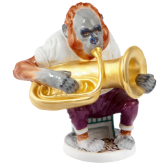 Monkey Musicians Orang-Utan Playing the Tuba, H 18 cm