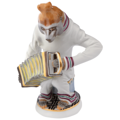 Monkey Musicians Crested Baboon Playing the Concertina