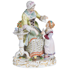 "Grandmother`s Birthday" figure group, H 21 cm