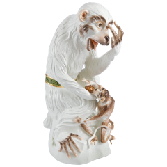 Monkey with young, H 59 cm