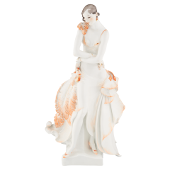 Lady with fan, H 47 cm