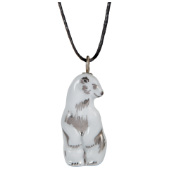 Pendant "Platinum" half relief Polar bear, 3,7 x 1,8 cm