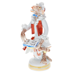 Monkey Orchestra Songstress, Blue and Red decorated, H 11 cm