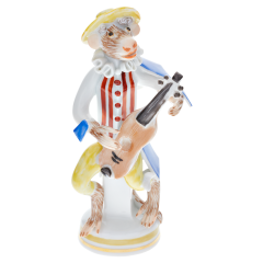 Monkey Orchestra Guitarist, Blue and Red decorated, H 11 cm