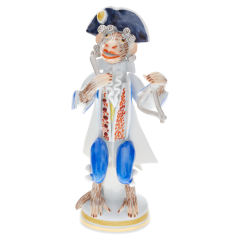 Monkey Orchestra Triangle player, Blue and Red decorated, H 11,3 cm