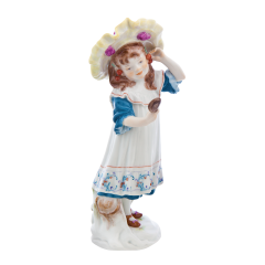 Figurine of a "Girl with cherries and mirror", H 17,5 cm