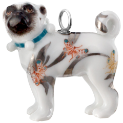Dog Pug pendant, Giant Bloom, "Platin Ornaments", V 0 l