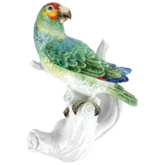 Parrot looking left, Combination of inglaze and overglaze painting, H 25 cm