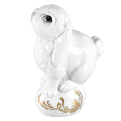 Rabbit Donna, Coloured, special decoration with gold ornaments, H 12 cm